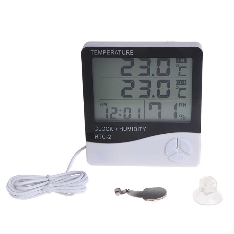 digital lcd indooroutdoor temperature humidity meter clock electronic thermometer hygrometer free global shipping