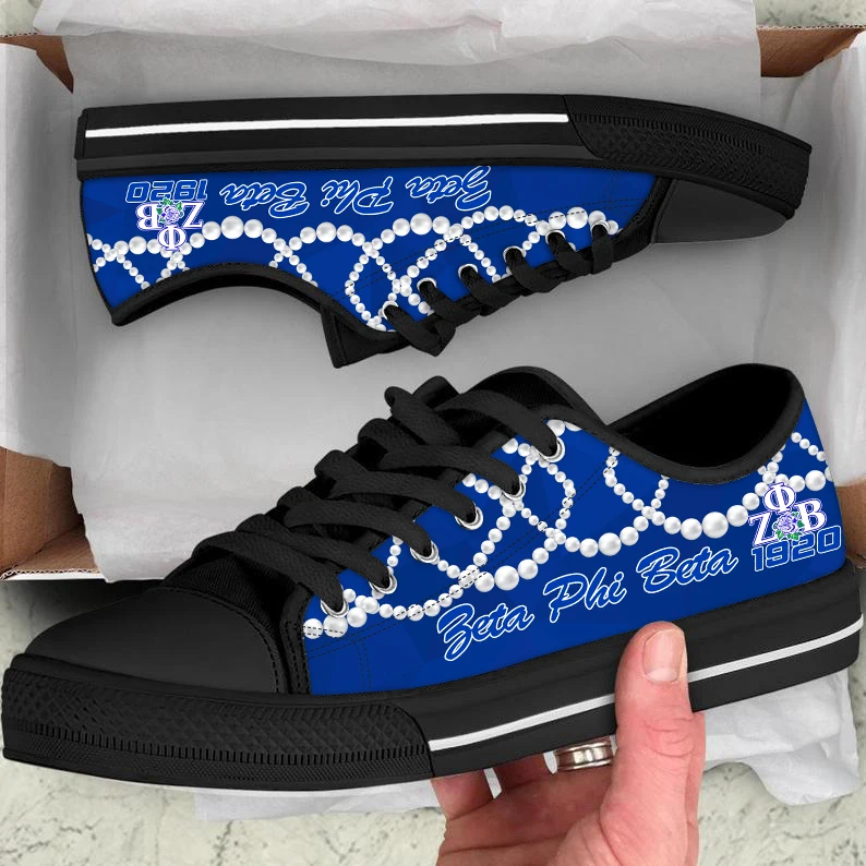 

Женские холщовые низкие кроссовки Zeta Phi с бета-принтом, подарки для колледжа, роскошные кроссовки на плоской вулканизированной подошве, женская обувь