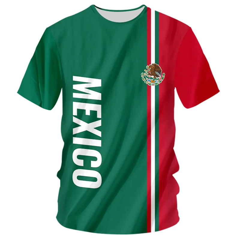

Футболка мужская с принтом флага Мексики, рубашка из полиэстера с круглым вырезом и короткими рукавами, Повседневная Уличная одежда, большие размеры, на лето