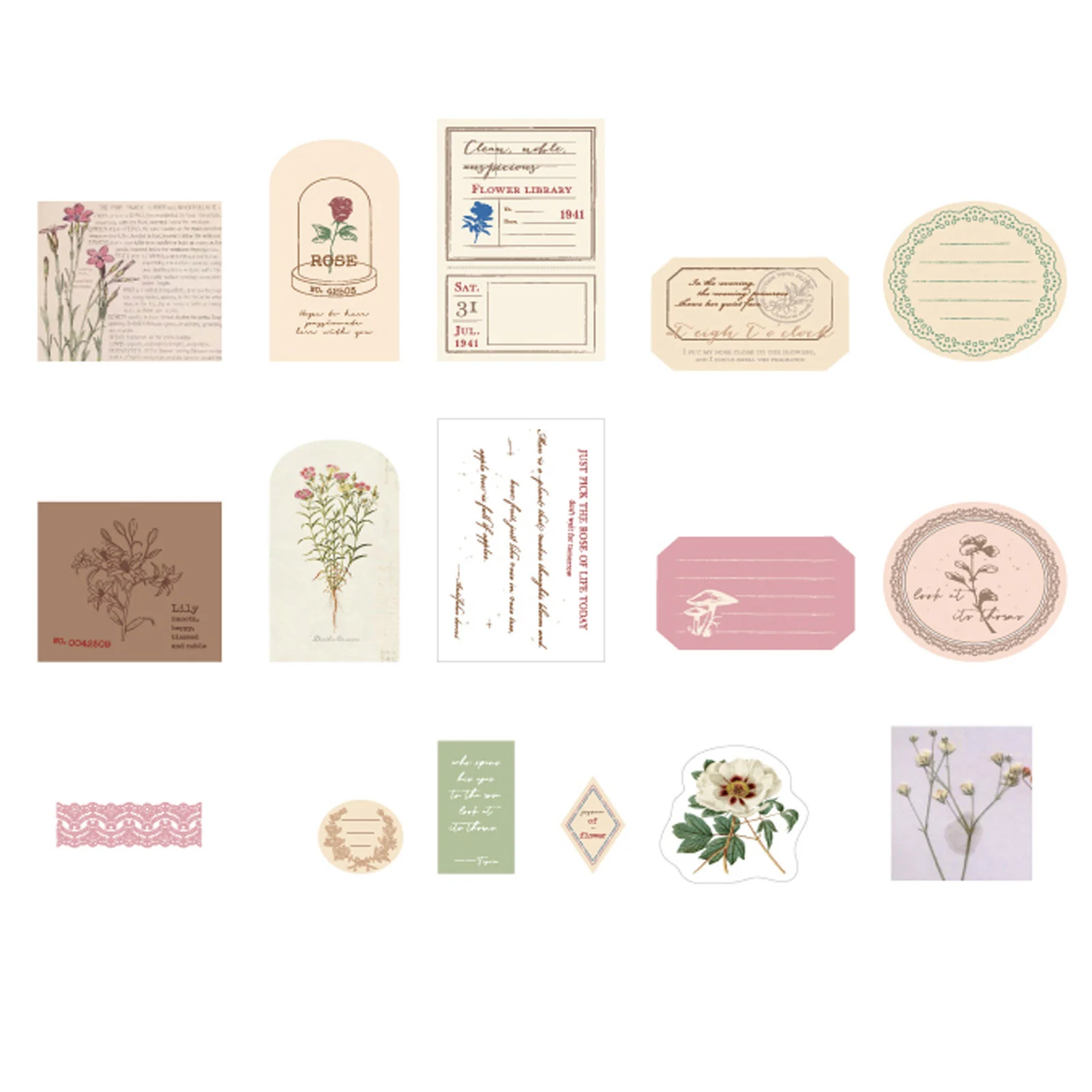 

Vintage Planner Sticker Innovative Scrapbook Stickers Retro Literary Note Decoration Sticker Set With 15 Different Patterns For
