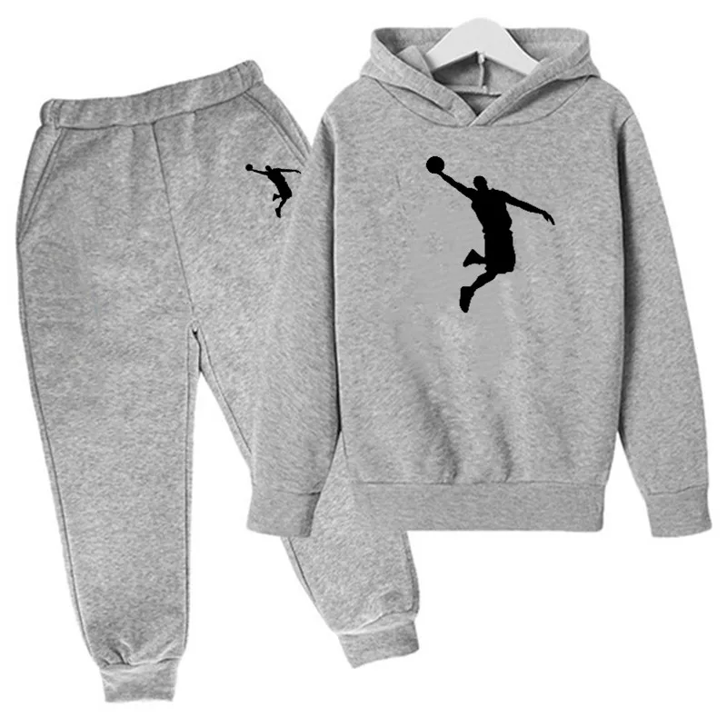 

2022 For Girl And Boy Autumn And Winter Collection 2-Piece Cotton Children'S Set Hoodie And Pants Basketball Outfit, Warm Outfit