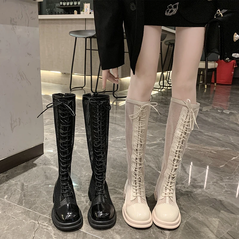 

Shoes Lady Boots shoes Round Toe Boots-Women Sexy Thigh High Heels High Sexy Autumn Summer 2022 Mid Calf Low Rubber Lolita