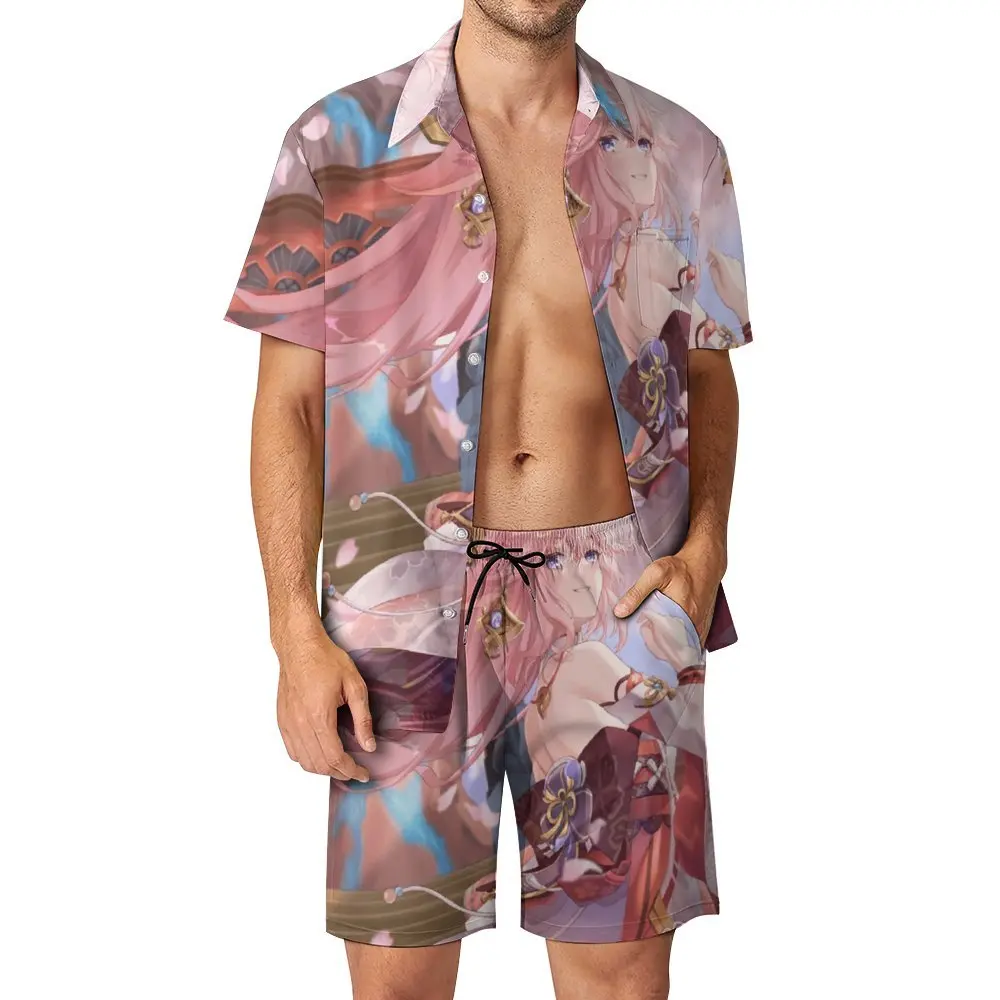 Мужской пляжный костюм Yae Miko Genshin Impact Inazuma электроvision Po Повседневный Графический