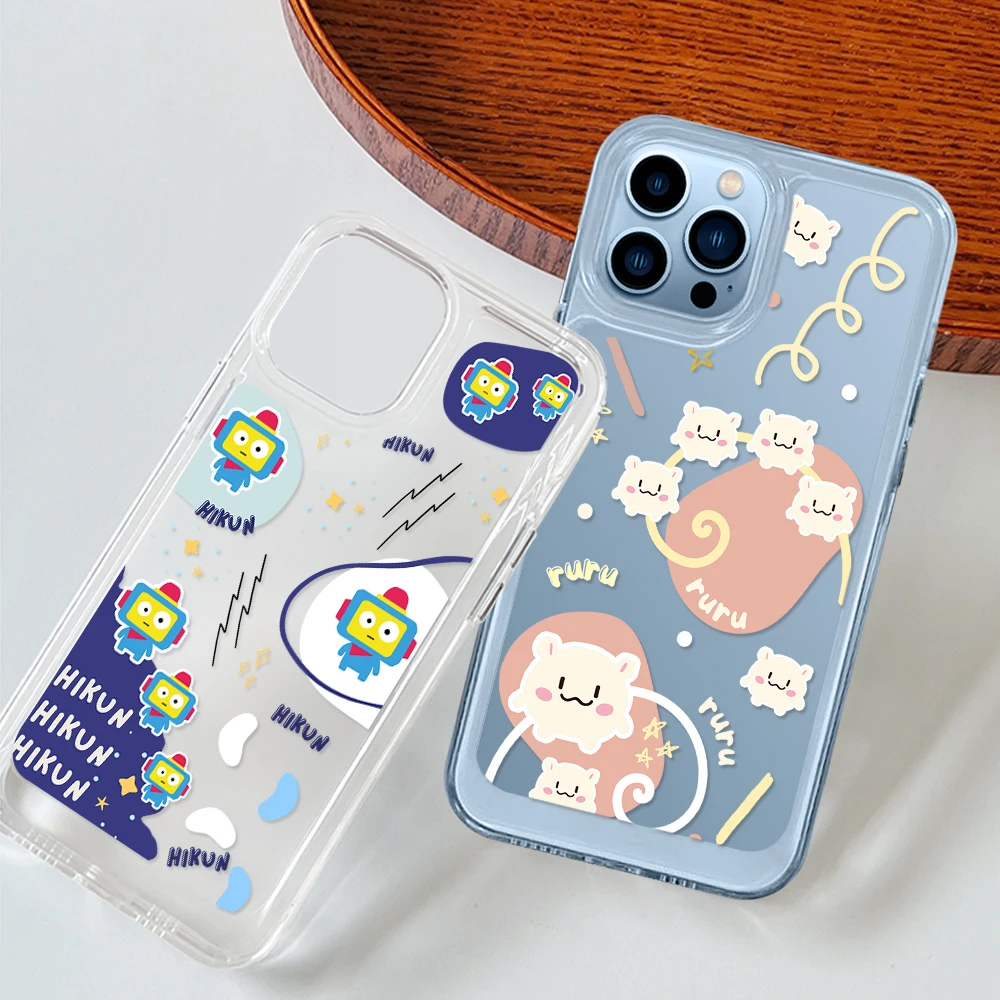 

Cartoon Icon Clear Phone Case for iPhone 14 13 12 11 Pro Max Mini XS XR X Protection Shell Cover for iPhone14ProMax Coque Fundas