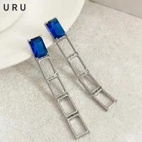 s925 needle trendy jewelry metal dangle earrings hot sale simply design thick plated blue earrings for women girl party gifts