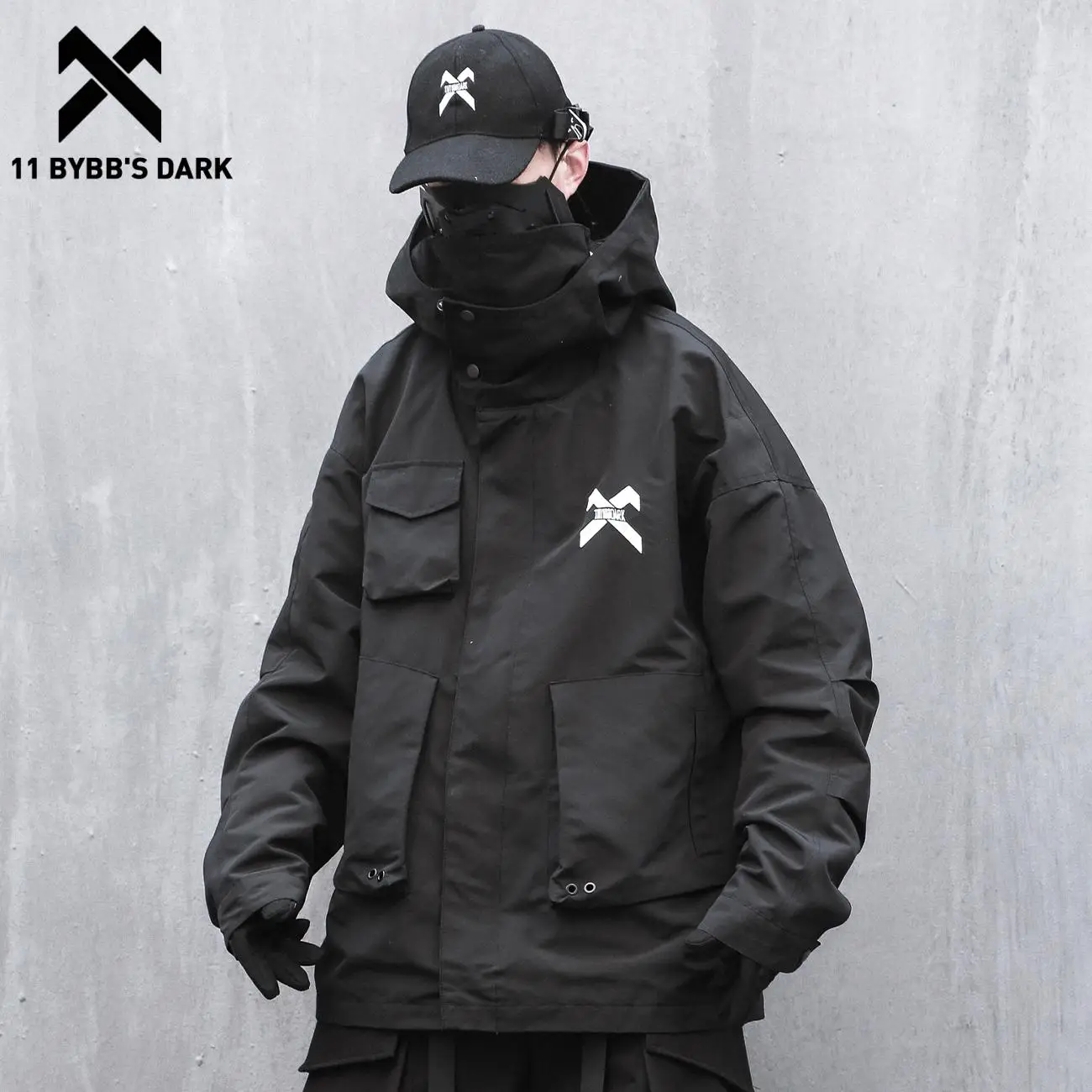 

11 BYBB'S DARK Spring Autumn Coat Hip Hop Streetwear Zipper Hooded Jacket Coat Men Loose Techwear Jacket Windbreaker Outwear Top