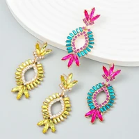 fashion geometric rhinestone square metal earrings womens popular exaggerated dangle earrings banquet jewelry accessories