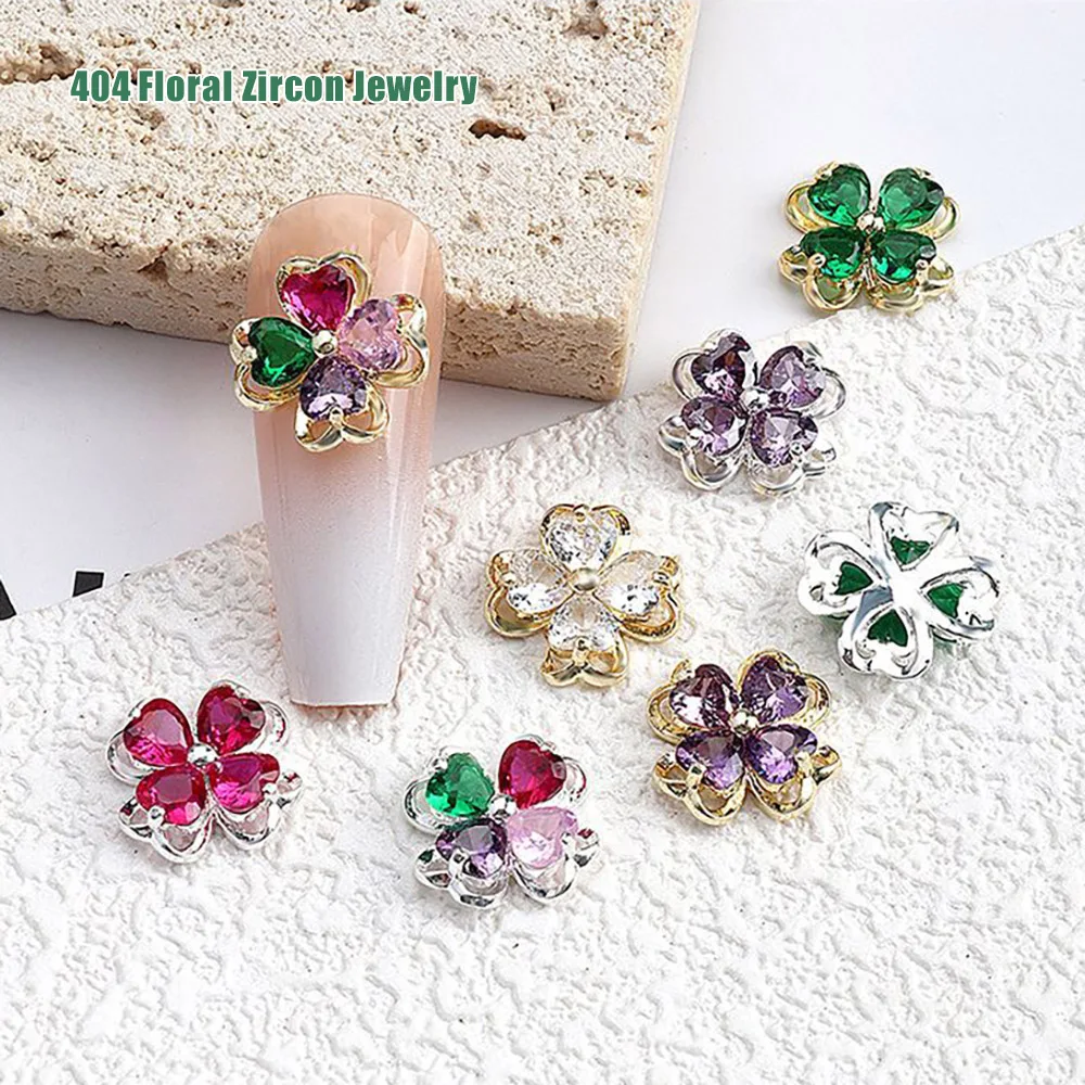 

20pcs Meaningful 4hearts Petal Flower Charms Upscale Four Leaf Clover Zircon Crystal Jewelry Lucky Nail Wholesale Allure 404bulk