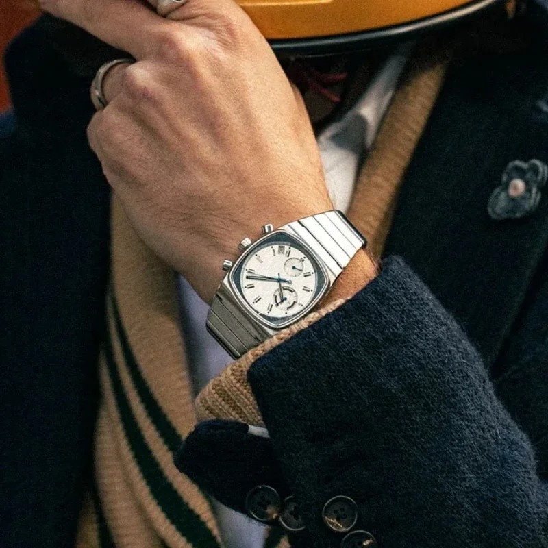 2024 Новые серебряные мужские часы роскошные модные кварцевые наручные 37 мм