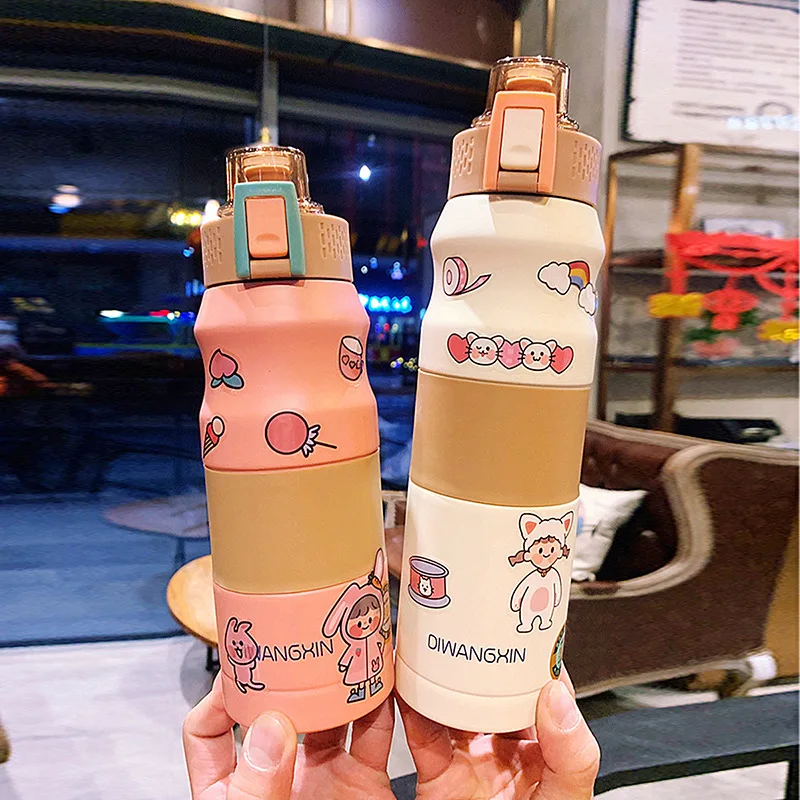 

Thermos Cup 500ml Female Student Portable Outdoor Water Bottle 304 Stainless Steel Cross-body Simple Water Bottle
