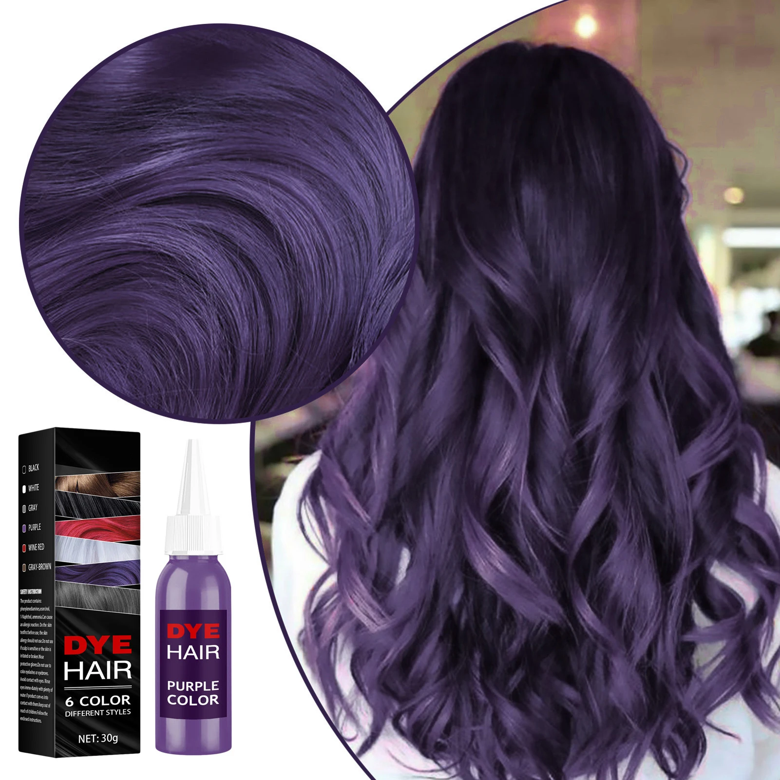 Dye Full-coverage Semi-permanent Hair Dye Cream Wine Red/bla