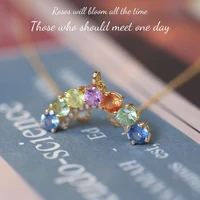 BOEYCJR Custom S925/9K/10K/14K/18K Solid Gold Colorful Natural sapphire Rainbow moissanite Pendant Necklace