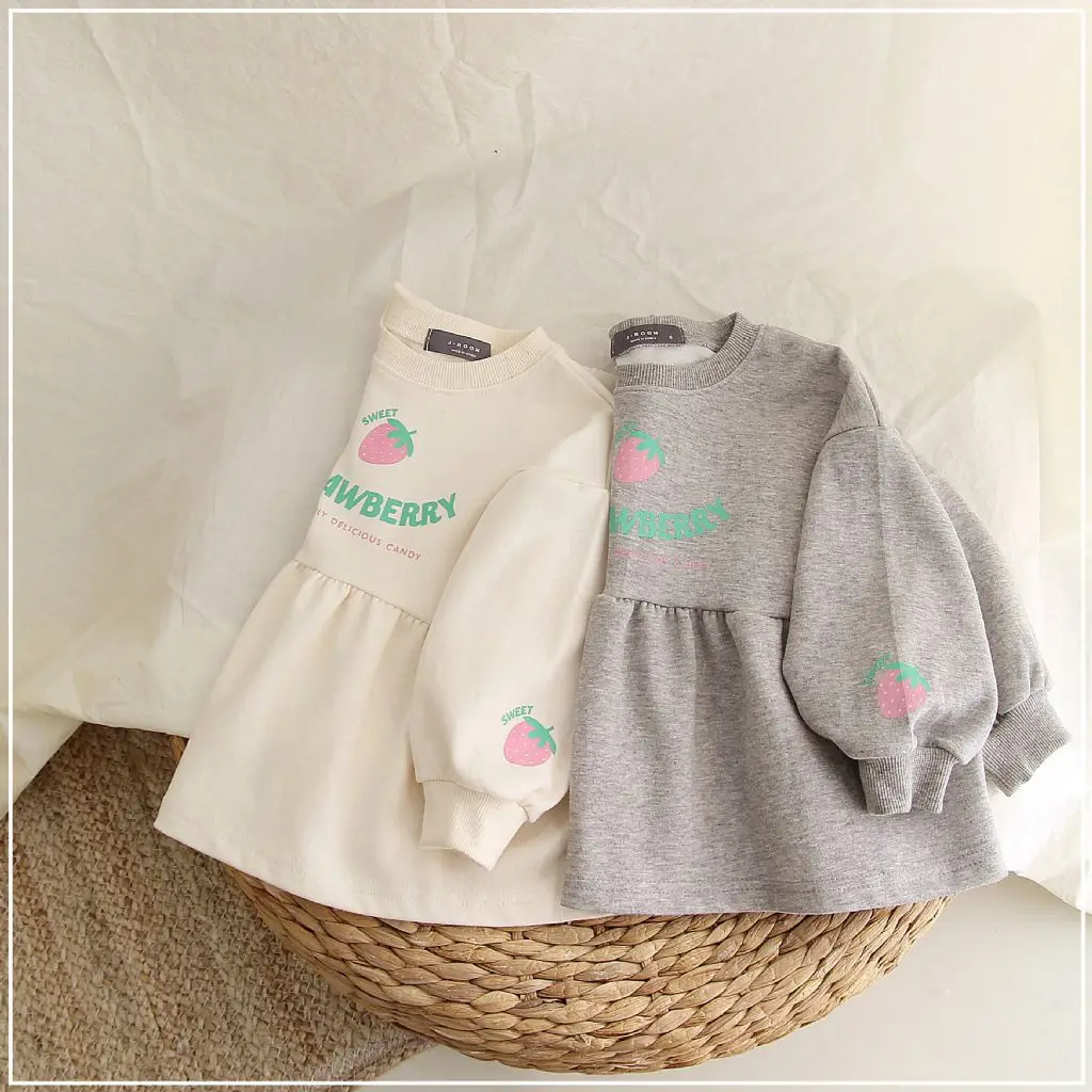 

2023 Summer Korean Style Girls Dress T-shirt Sweet Cute Long Sleeve Cotton Soft Fashion New Design Pretty Casual Pretty