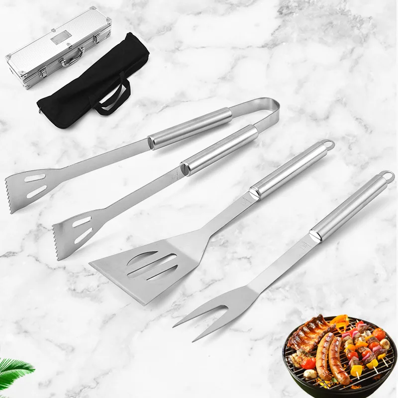 

AISITIN Grill Accessorie, Extra Thick Stainless Steel BBQ Utensils, 3 Pieces Barbecue Tools with Case - Spatula, Fork, Tong