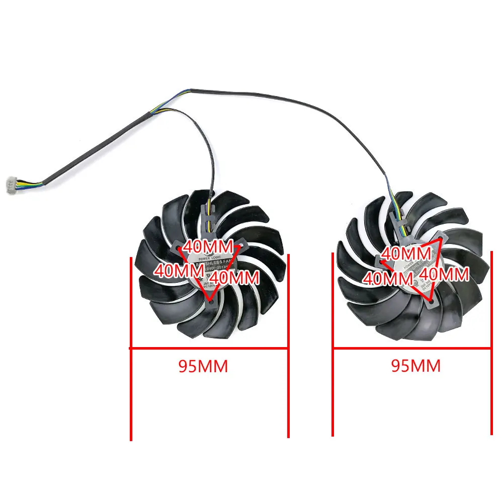 Охладитель графического процессора MSI GeForce GTX1060 GDDR5X 2 шт. 95 мм 4 контакта PLD10010S12HH