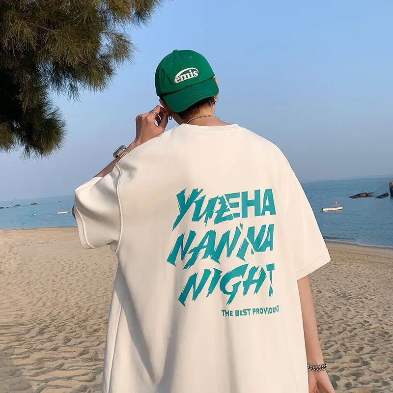 

New fashion cotton short sleeve T-shirt for male students loose joker half sleeve couple hip hop T-shirt top