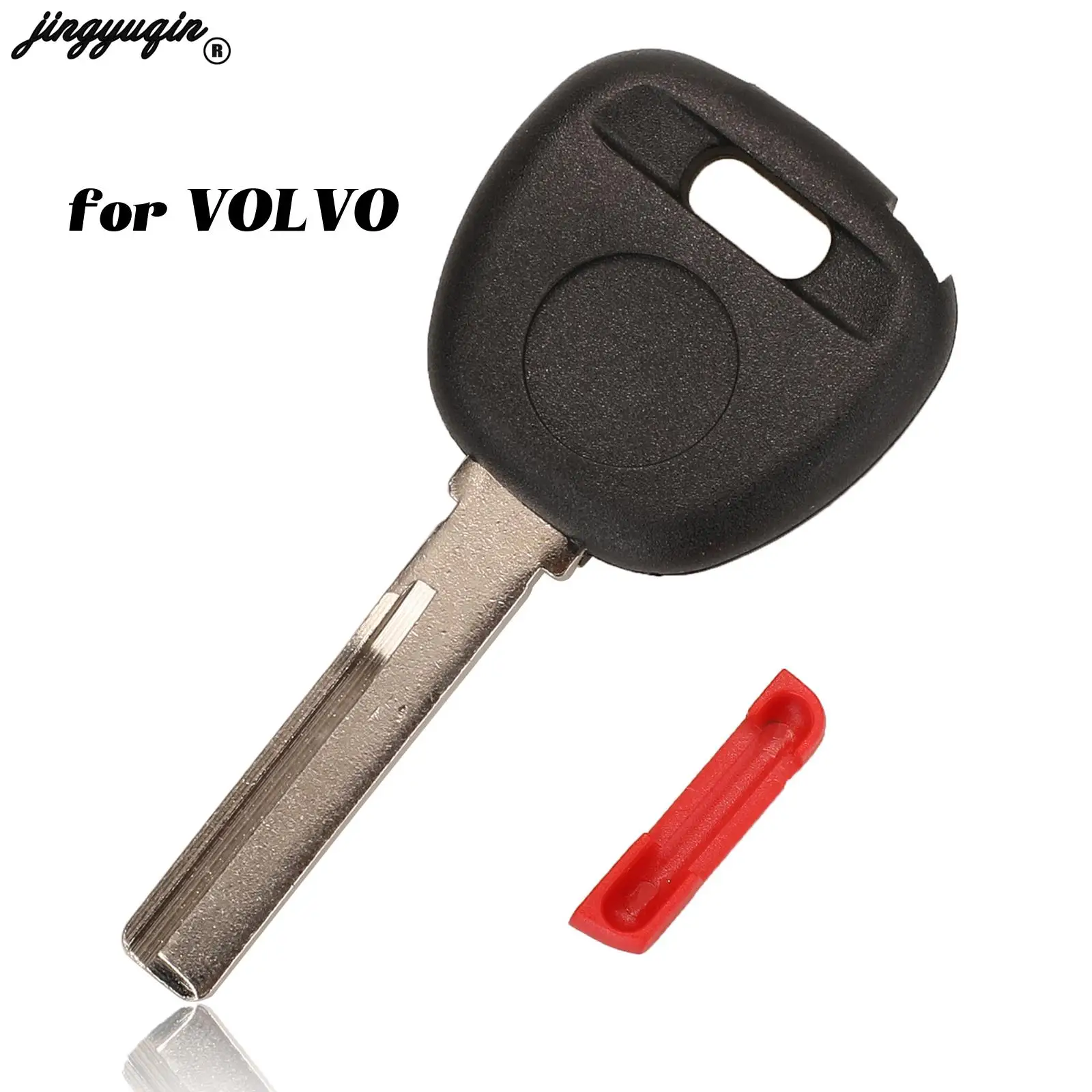 

jingyuqin 10pcs Original Transponder With Red Plug Key shell For Volvo S40 V40 S60 S80 XC70 No Chips Key Case Replacement