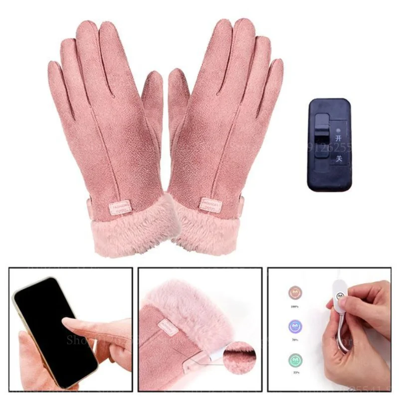 

1Pair Winter Heating Gloves Ergonomics Ladies Warming Gloves USB Electric Heated Gloves for Motorcycle Riding Cycling Skiing