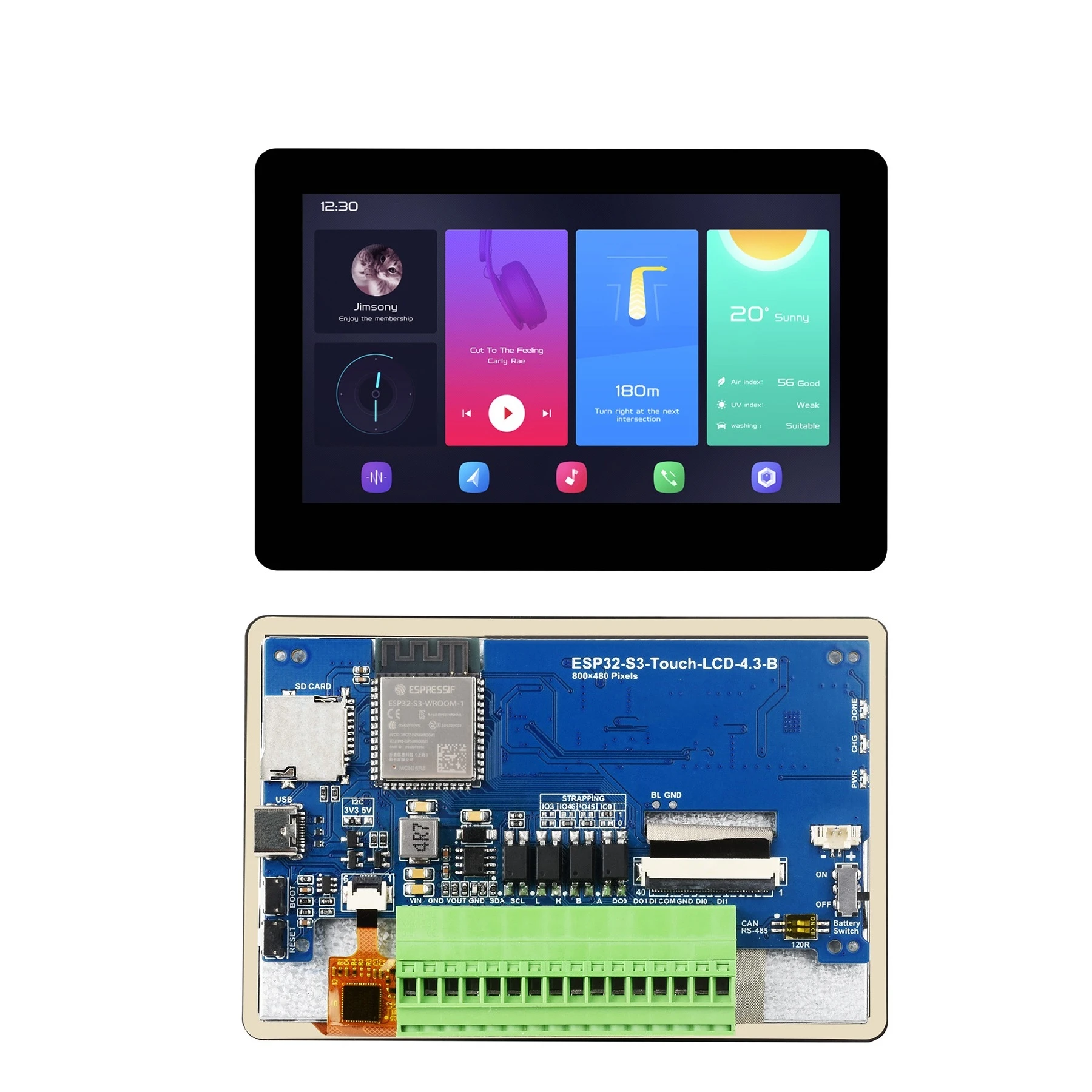 Фото Модуль ESP32-S31, двухъядерный процессор LX7, поддержка Wi-Fi, Bluetooth4,3-дюймовый ЖК-дисплей, емкостный сенсорный экран, макетная плата №1