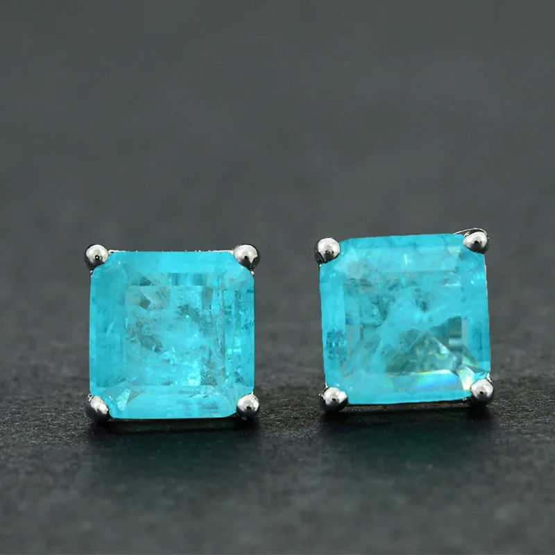 New Paraiba earrings ins girl temperament personality ear jewelry female aquamarine summer earrings