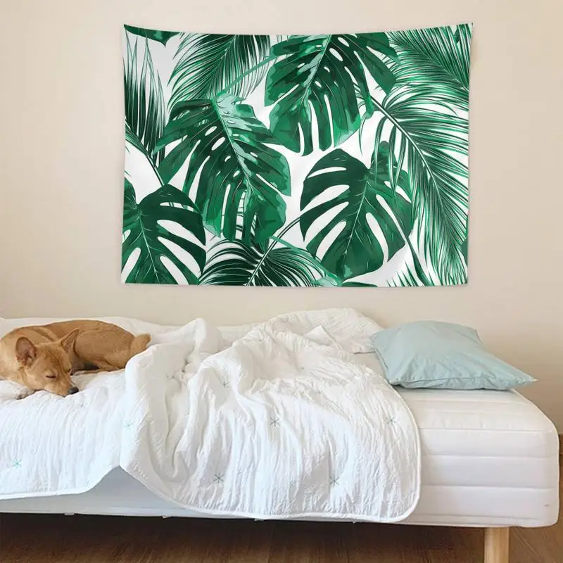 

Tropical leaves Tapestry Art Printing Cheap Hippie Wall Hanging Bohemian Wall Tapestries for Living Room Dorm Room Decor