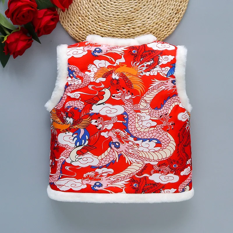 Детский новогодний жилет новогоднее платье парча Тан в стиле Guo детское садовое