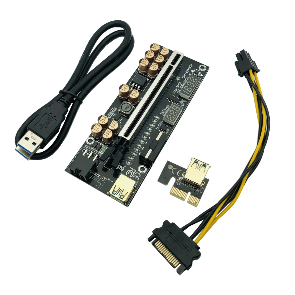 Фото Черный VER018 PRO PCI-E X16 Riser Card USB3.0 Кабель 018 PLUS PCI Express 1X–16X Удлинитель PCIe Адаптер для графического процессора BTC Miner Mining №5