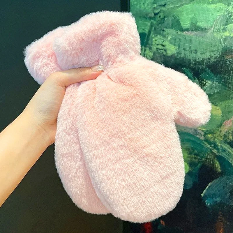 Утолщенные плюшевые перчатки женские зимние теплые утолщенные пушистые с