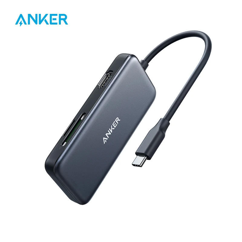 Anker-concentrador de red usb 5 en 1 para ordenador, adaptador USB tipo C 4K a HDMI, SD y lector de tarjetas microSD, 3 0 hub usb, accesorios para macbook air