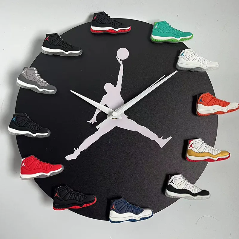 

12-inch Creative Sports Shoe Clock Flight Wall Clock 3D Three-dimensional Shoe Mold, DIY Magnetic Wall Clock