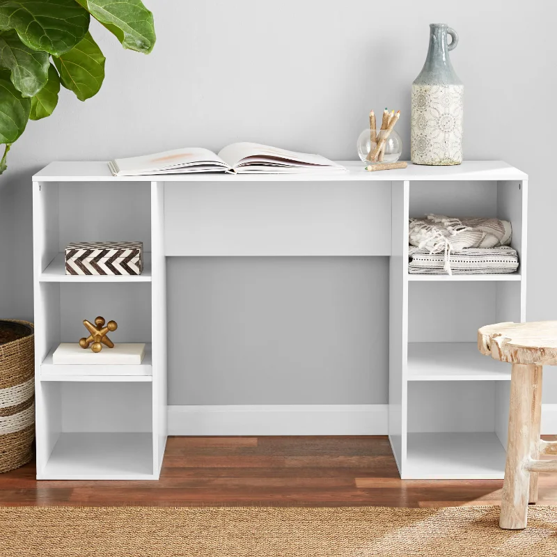 

Mainstays 6-Cube Storage Computer Desk, White desks office table desk table