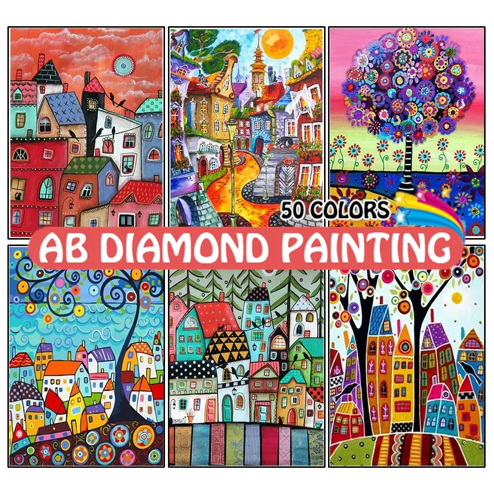 

Алмазная живопись, вышивка, Мультяшные дома, наборы для вышивки крестиком, искусство DIY, живописные искусства, декор ручной работы для дома