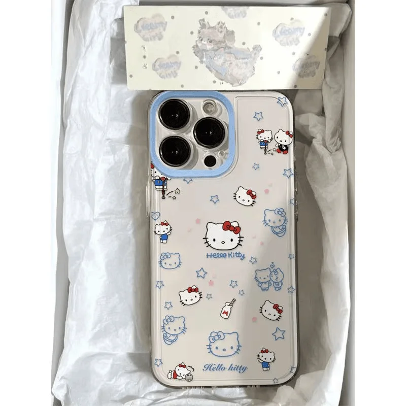Фото Новый милый мультяшный чехол Hello Kitty из ТПУ для iPhone 17 16 15 14 13 Pro Max Plus, прозрачный, противоударный, подарок для девушки