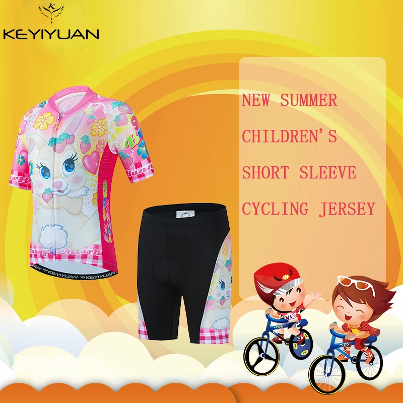 

KEYIYUAN New Kids Short Sleeve Cycling Jersey Set Summer Bicycle Cycle Wear Suit Children Bike Clothing Maillot Ropa Ciclismo