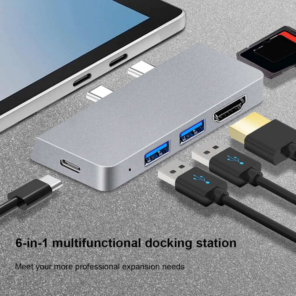 

Dock Station Laptop PD Charger Type-C USB 3.0 HUB 4K HDMI-compatible Type-C Dock Splitter High Speed for Microsoft Surface Pro 8