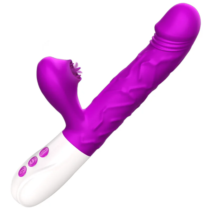 

New Double Tongue Vibrating Dildo Telescopic Rotating Vibrators For Woman Anal Vaginal Clitoris Stimulator Adult Sex Toys