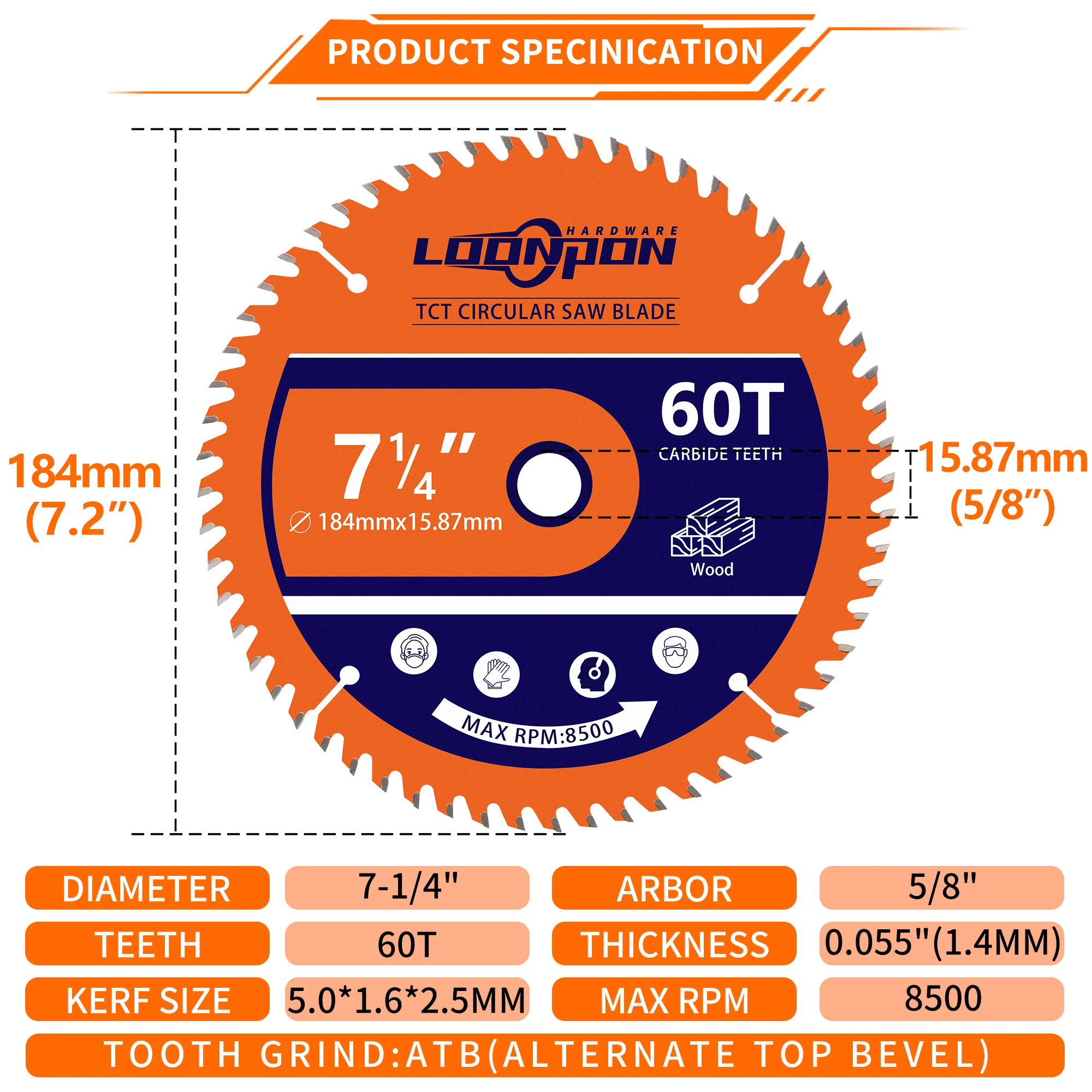 

Loonpon диски циркулярные по дереву 184x16 мм 60T