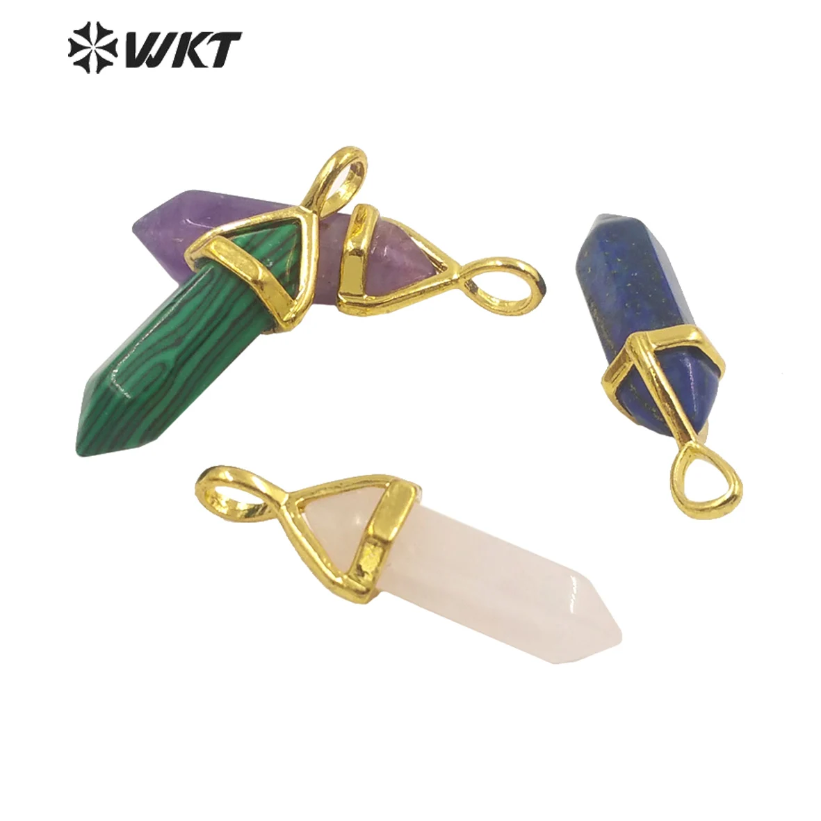 Фото WT-P1864 WKT 2025 Красочный роскошный кулон из натурального камня с золотым покрытием, новинка, аксессуар для вечеринок, модные украшения для женщин №2