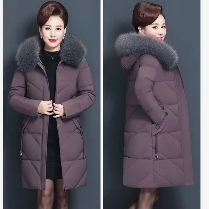 Winter Coat for Women Middle Aged and Elderly Women's Clothes Slim Fit Middle and Long Women's Jacket Casual Women's Coats