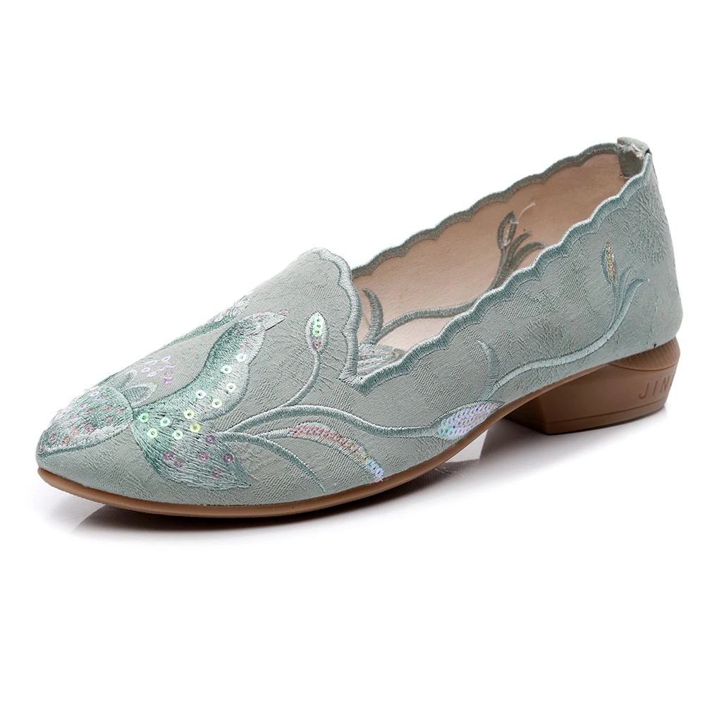 

Элегантные женские слипоны YRZP, хлопковые туфли на плоской подошве, женские балетки с острым носком, высококачественные жаккардовые тканевы...