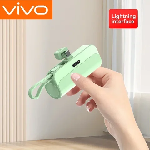 Портативный мини-банк питания VIVO 500000 мАч со встроенным кабелем, большая емкость, быстрая зарядка, внешний мобильный аккумулятор для iPhone Samsung