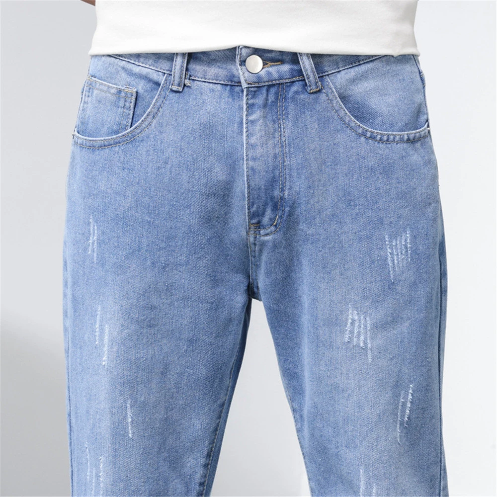 Jeans Men 2022 Pants Casual Cotton Denim Trousers Multi Pocket Cargo Jeans Men New Fashion Denim Pencil Pants Side Pockets Cargo