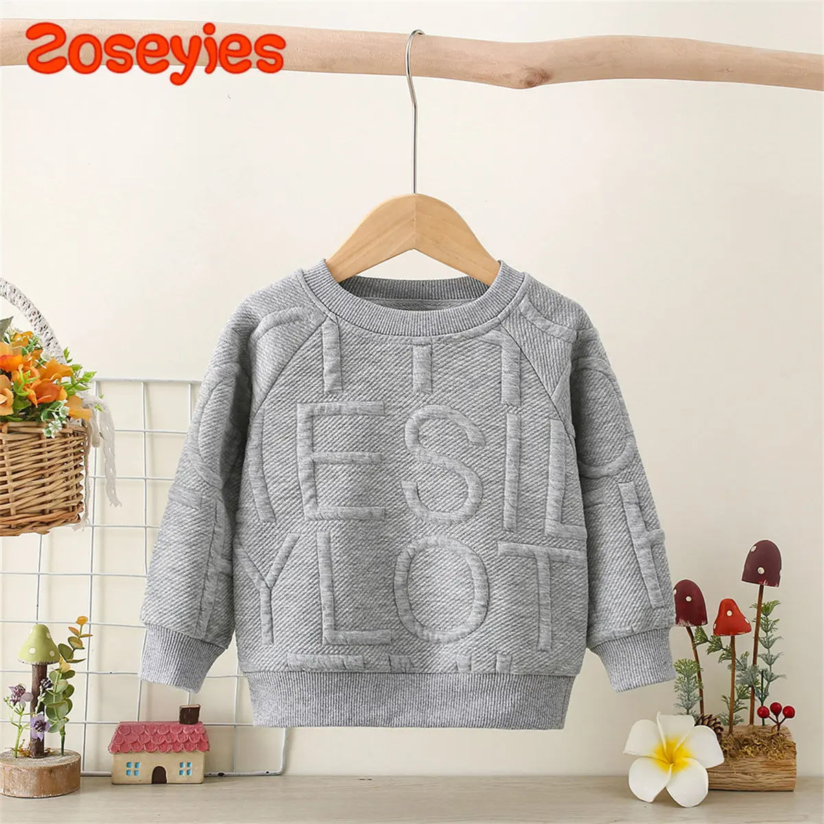 

Свитер с длинным рукавом для мальчиков на весну и осень с английским буквенным тиснением однотонный Повседневный Спортивный Повседневный Топ с круглым вырезом