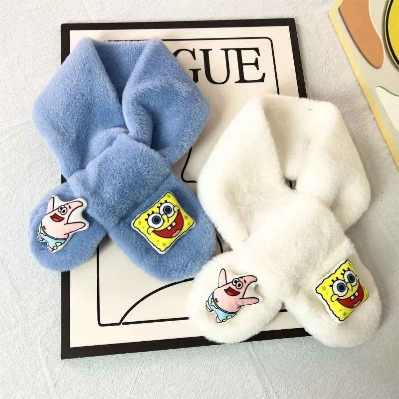 Шарф Губка Боб с героями мультфильмов для женщин и девочек утепленный зимний