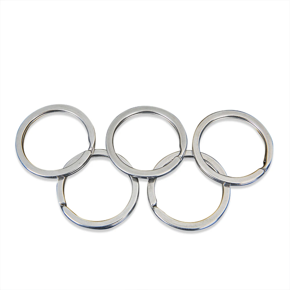 

Polished 14Pcs Silver Color Keyring Stainless Steel Hole Key Ring Key Chain Round Double Split Ring for DIY Making Keychain