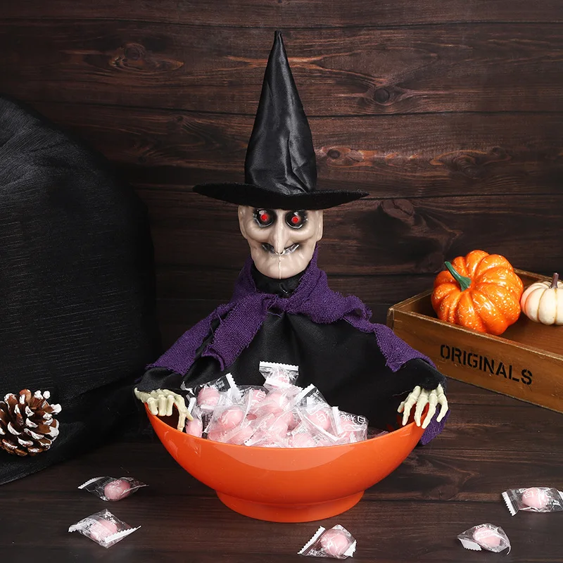 

Halloween Electric Fruit Bowl Witch Ghost Decoration Halloween Party Secret Room Atmosphere Witch Bowl Props Toys Ornament