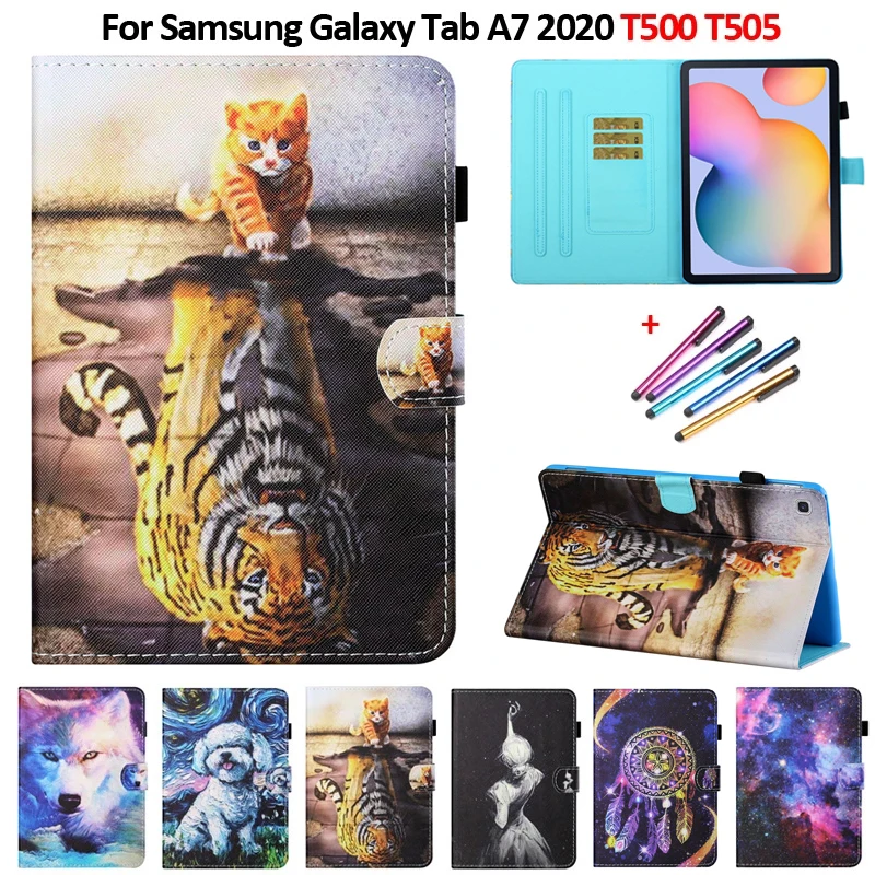 Милый мультяшный кожаный чехол для Samsung Galaxy Tab A7 A8 2021 T500 X200 кошелек подставка