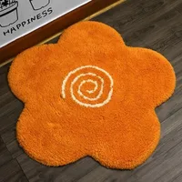 Flower Shape Cotton Carpet Highly Absorbent Pad Non-slip Bath Door Mat Anti-fall Carpet Children's Room Kids Home Bedroom Rug
