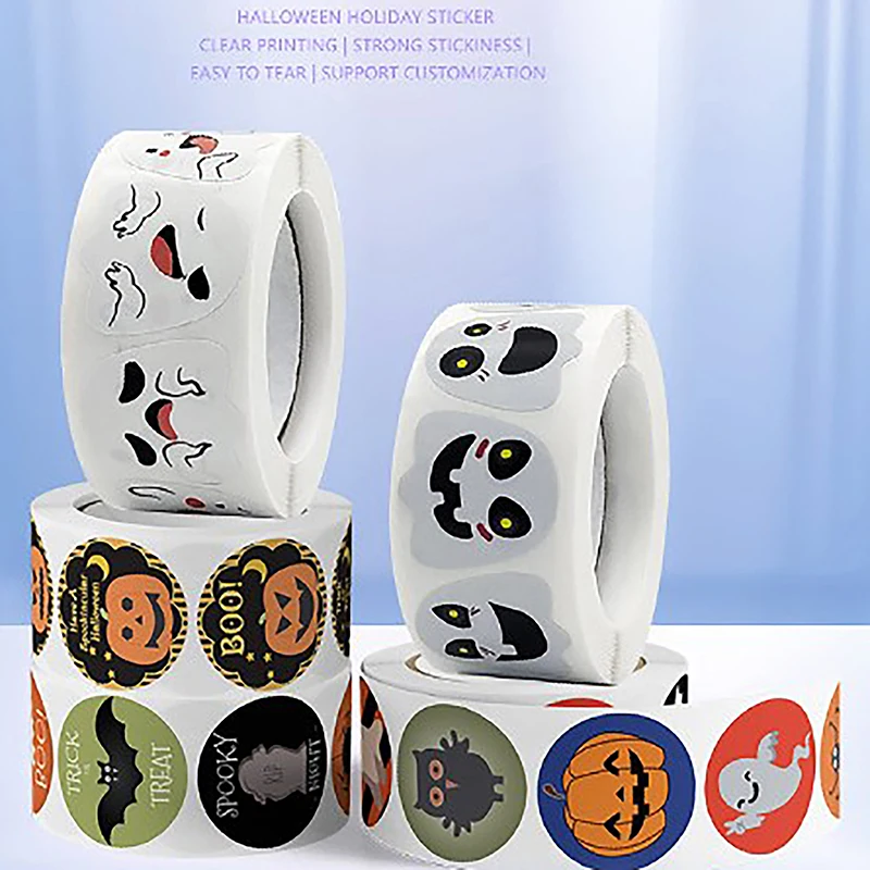 

500 шт., наклейки-этикетки в виде тыквы на Хэллоуин