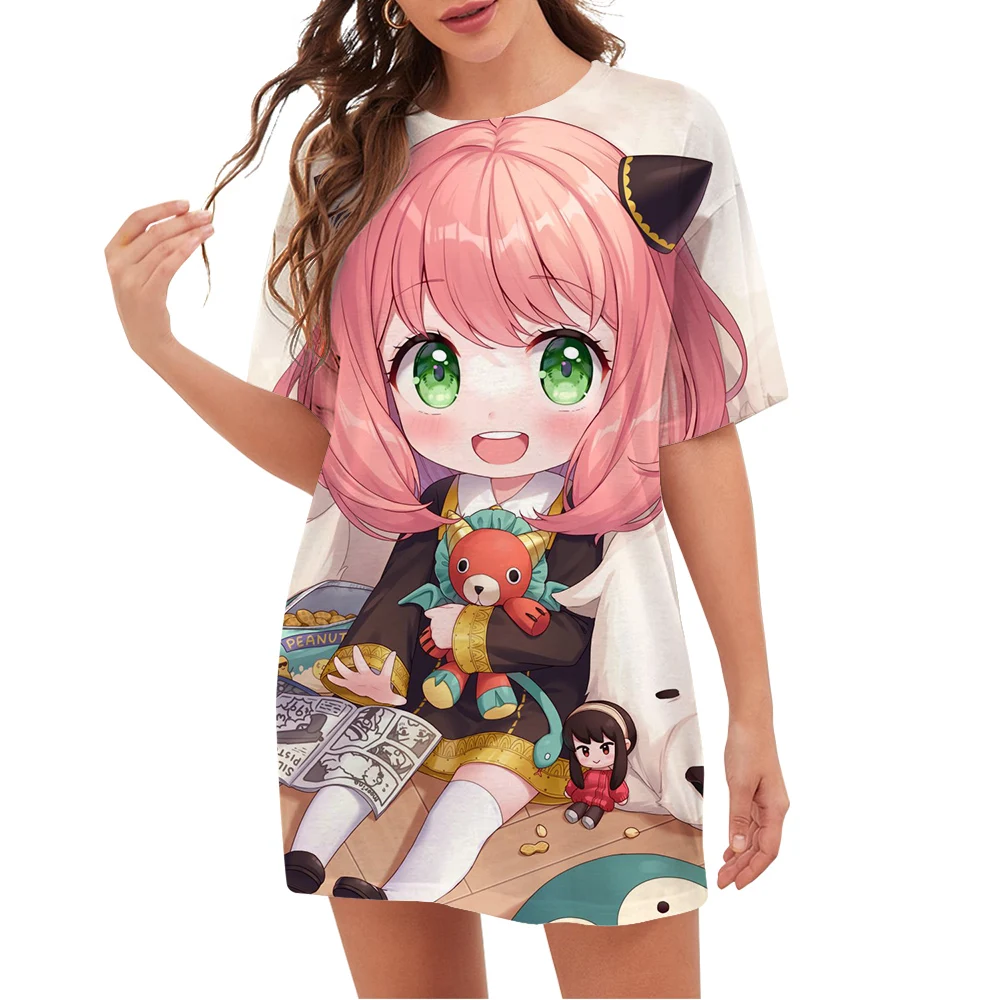 

CLOOCL New Short Sleeve T-shirts Kawaii Style Streetwear Anime Spy X Family Graphic 3D Printed Casual Shirt for Women